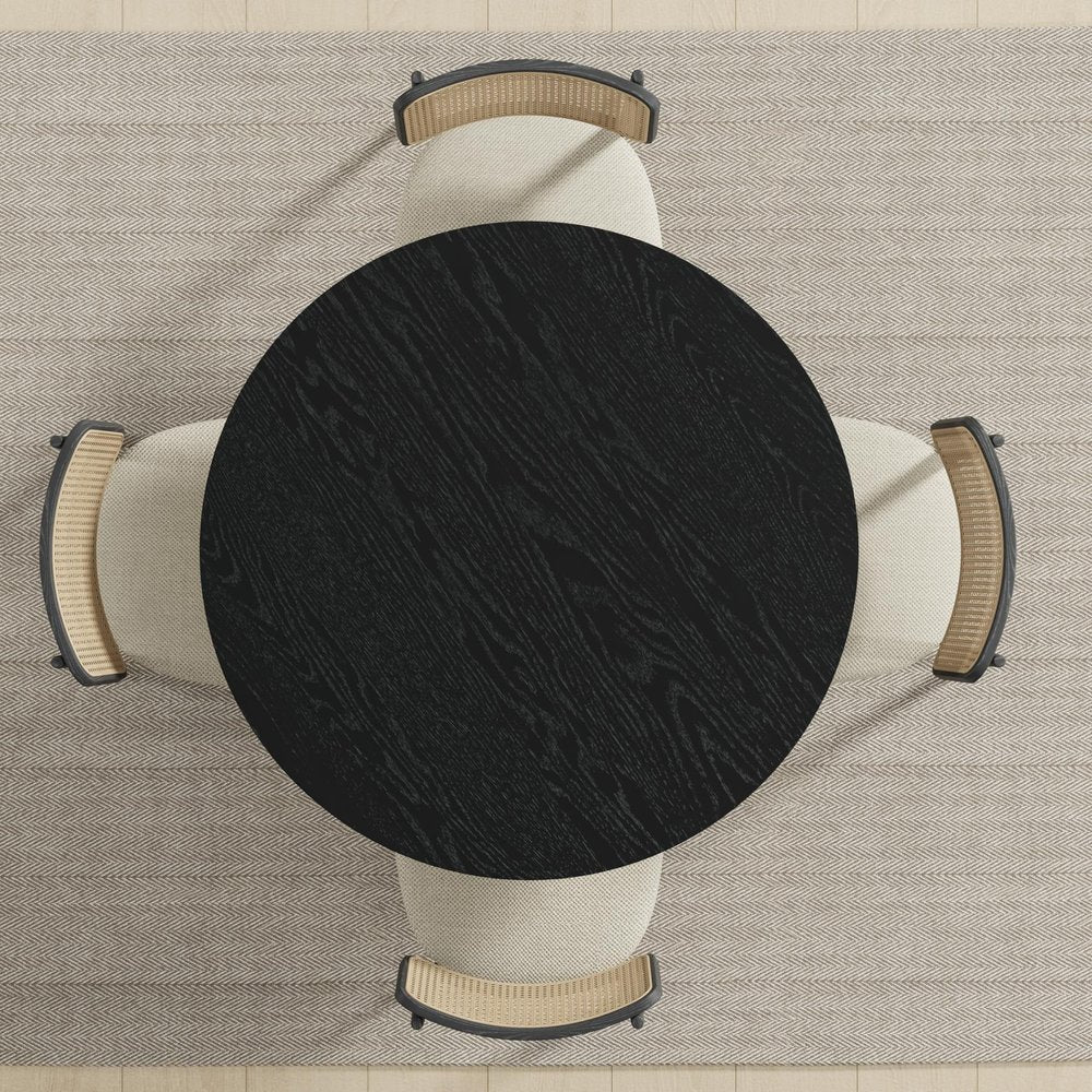 Black Solid Wood Round Top Dining Table - 42-inch