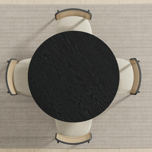 Black Solid Wood Round Top Dining Table - 42-inch
