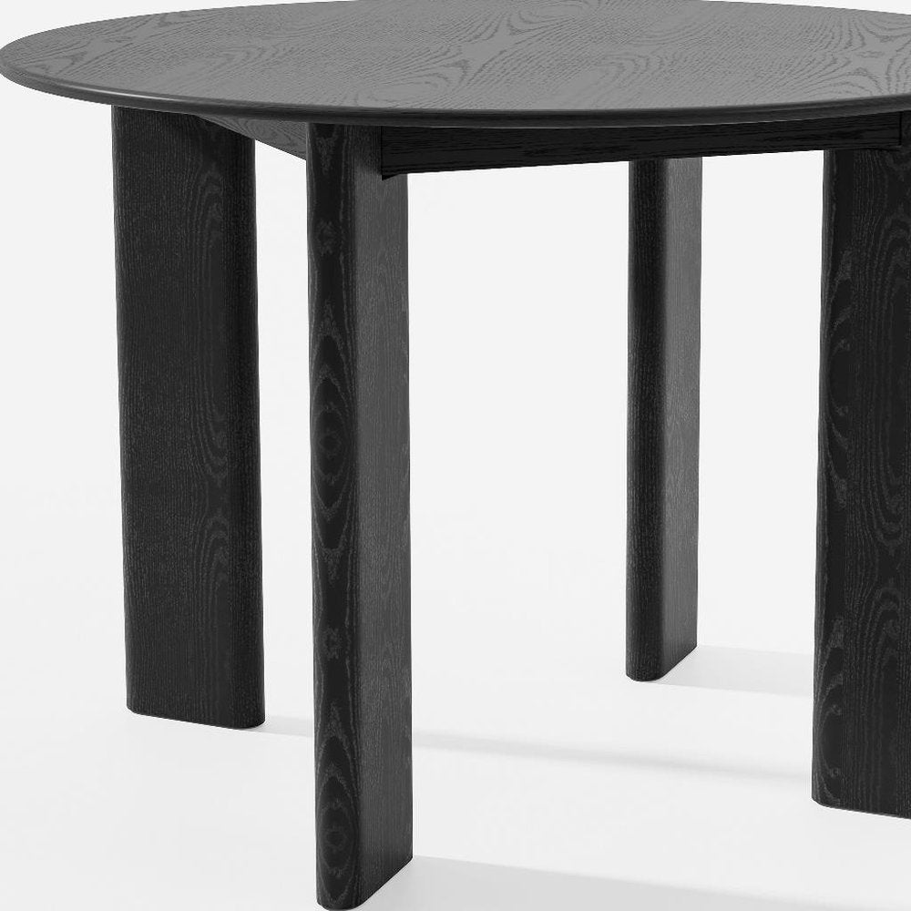 Black Solid Wood Round Top Dining Table - 42-inch