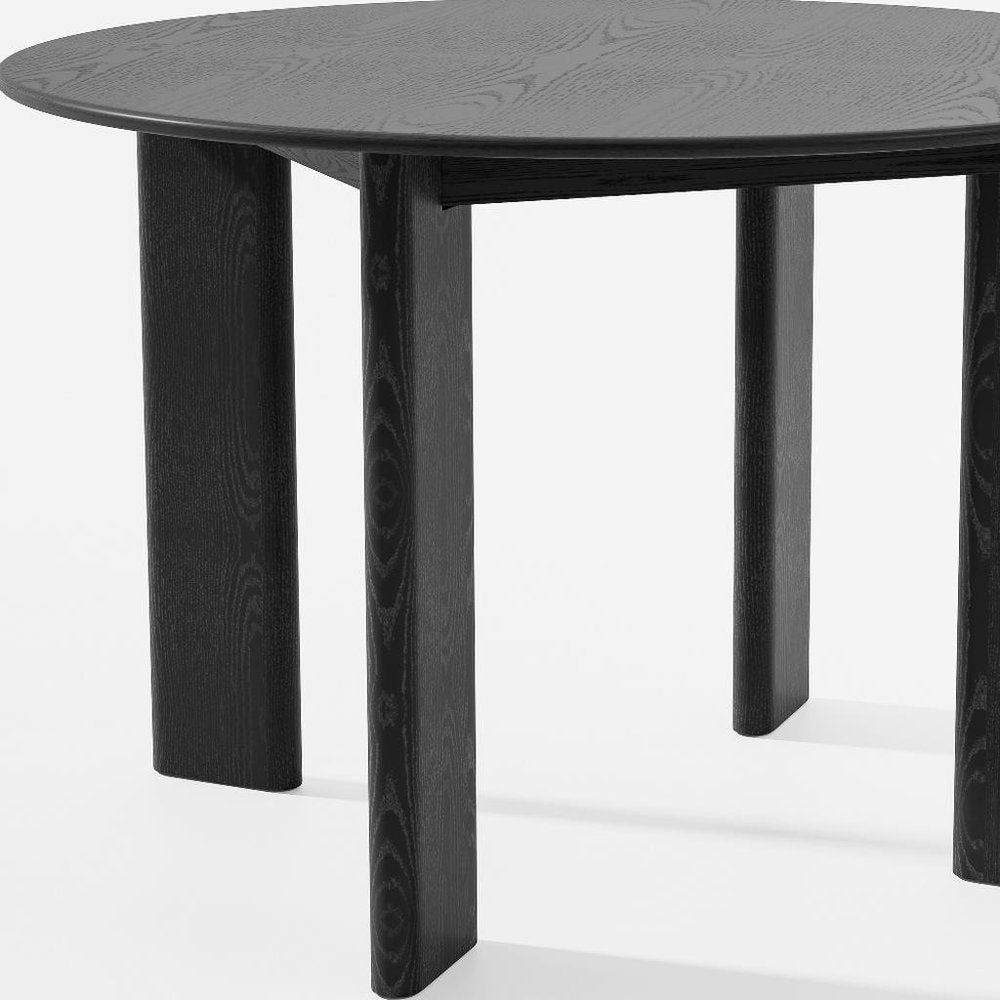 Black Solid Wood Round Top Dining Table - 45-inch