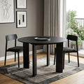 Black Solid Wood Round Top Dining Table - 45-inch