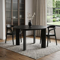 Black Solid Wood Round Top Dining Table - 51-inch