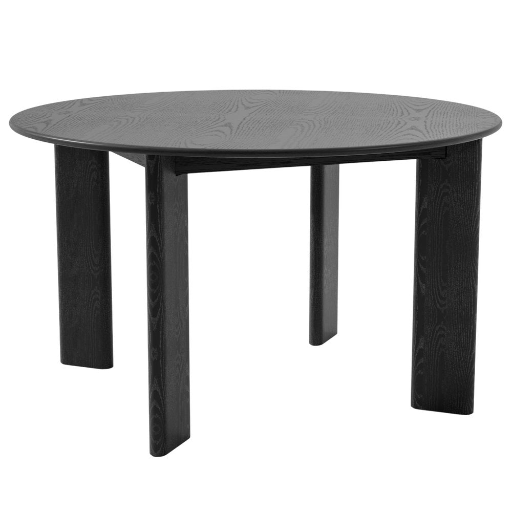Black Solid Wood Round Top Dining Table - 51-inch