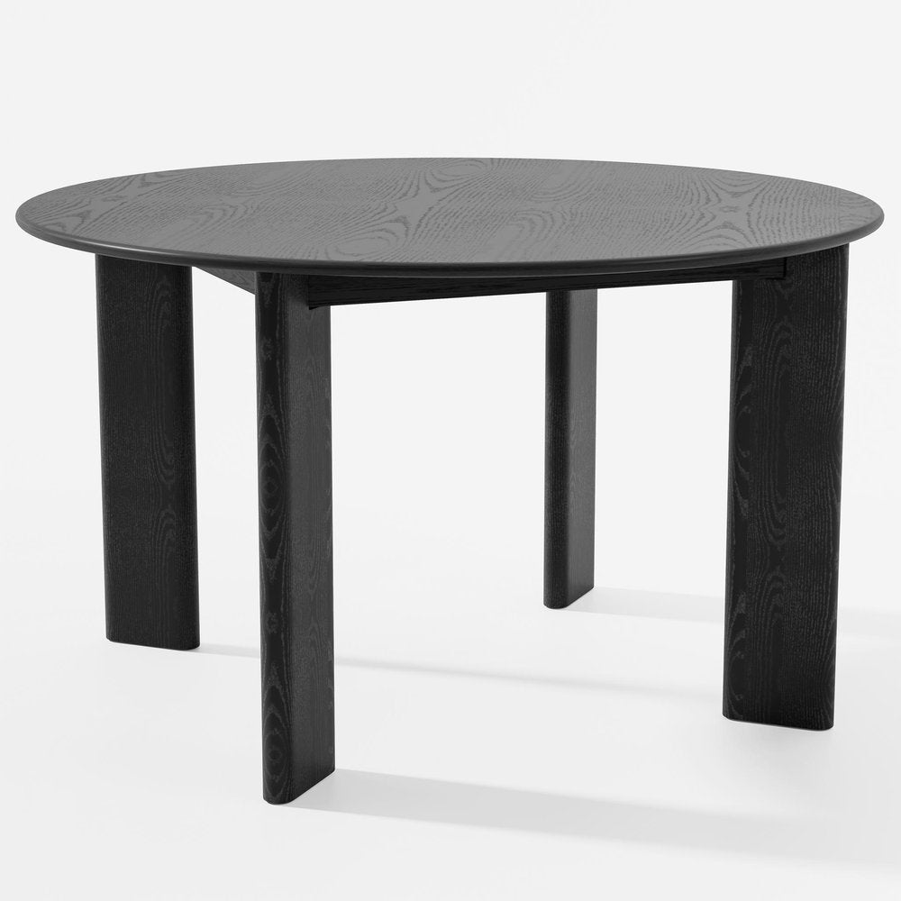 Black Solid Wood Round Top Dining Table - 51-inch