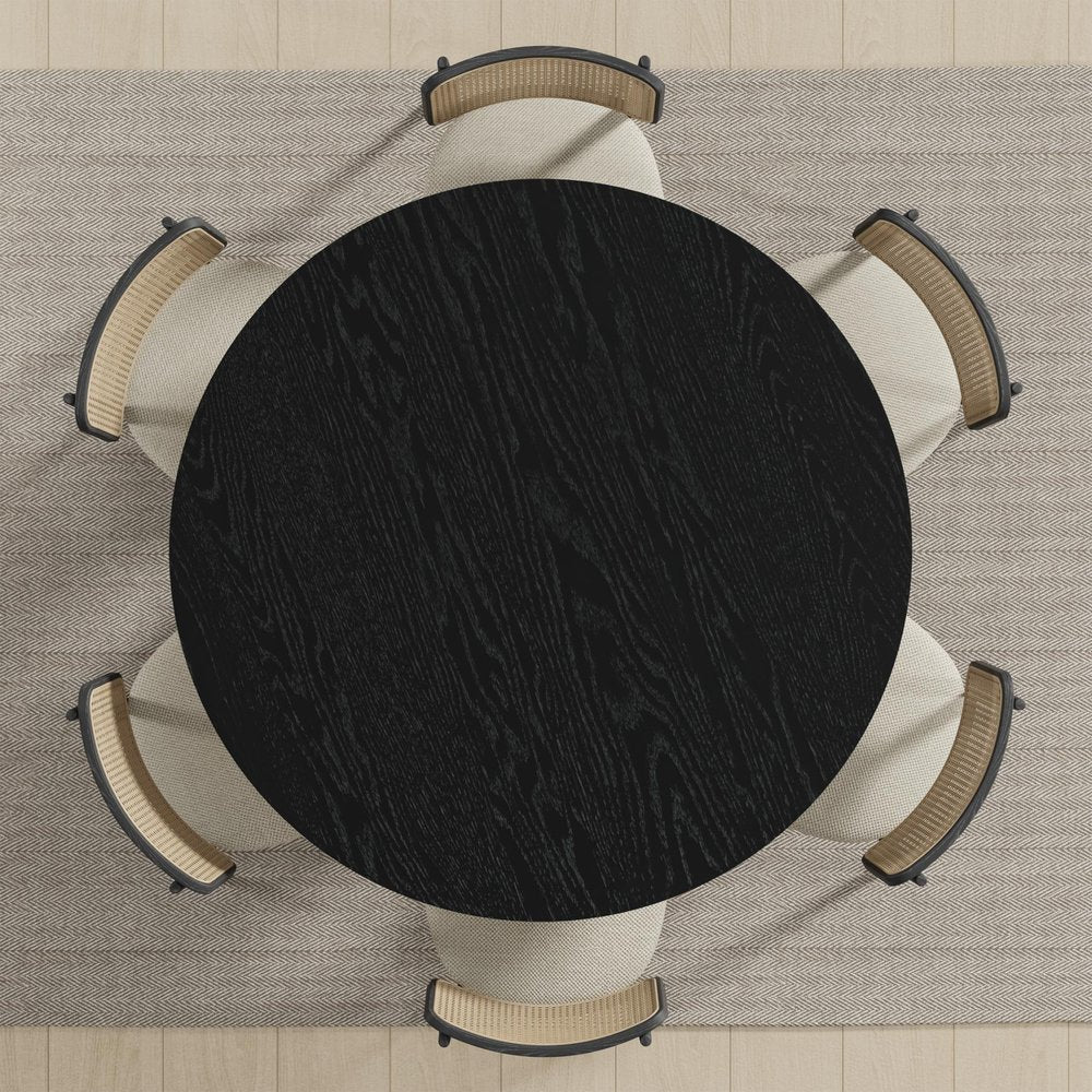 Black Solid Wood Round Top Dining Table - 51-inch