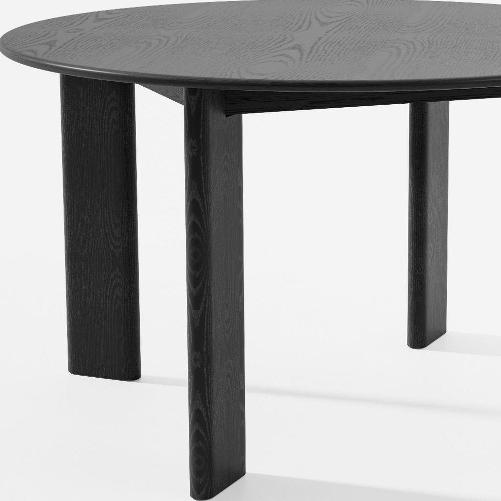 Black Solid Wood Round Top Dining Table - 51-inch