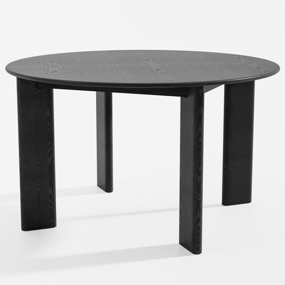 Black Solid Wood Round Top Dining Table - 51-inch