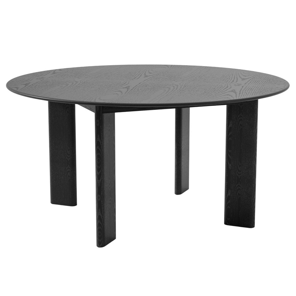 Black Solid Wood Round Top Dining Table - 58-inch