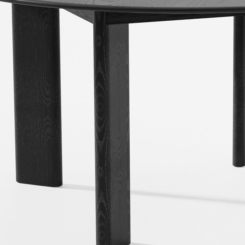 Black Solid Wood Round Top Dining Table - 58-inch
