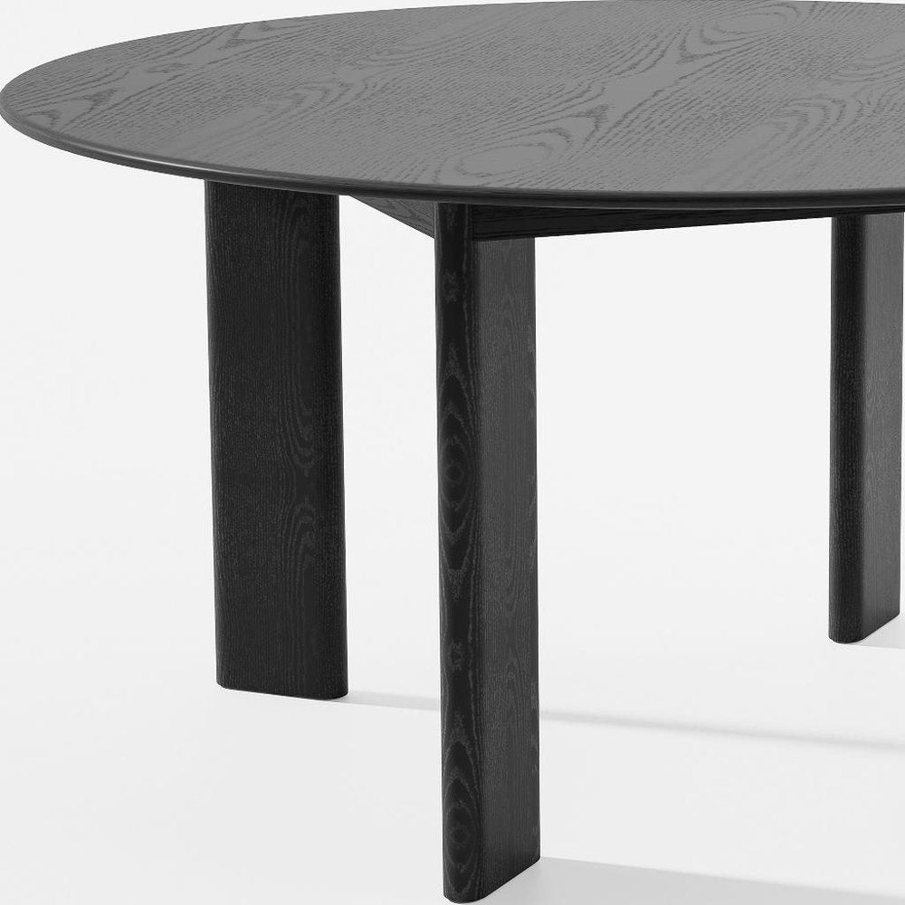 Black Solid Wood Round Top Dining Table - 58-inch
