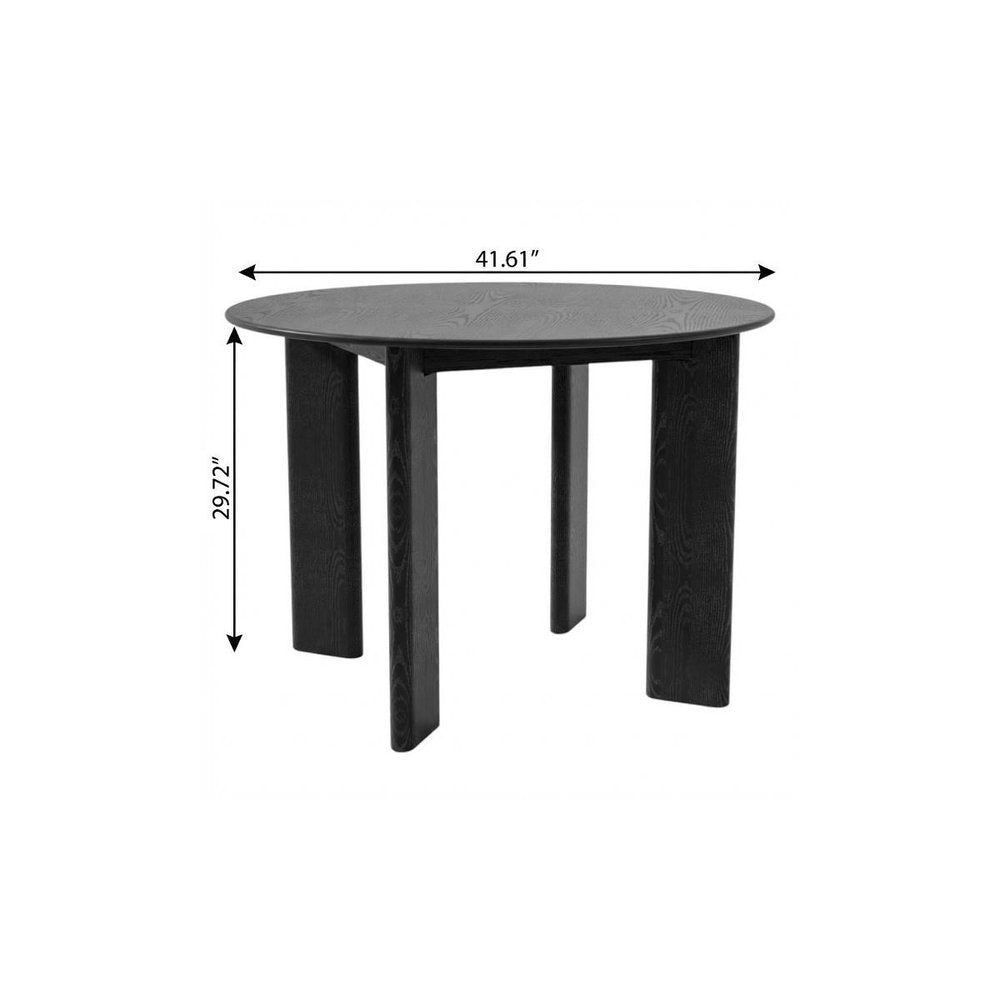 Black Solid Wood Round Top Dining Table - 42-inch