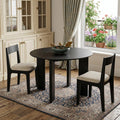 Black Solid Wood Round Top Dining Table - 42-inch