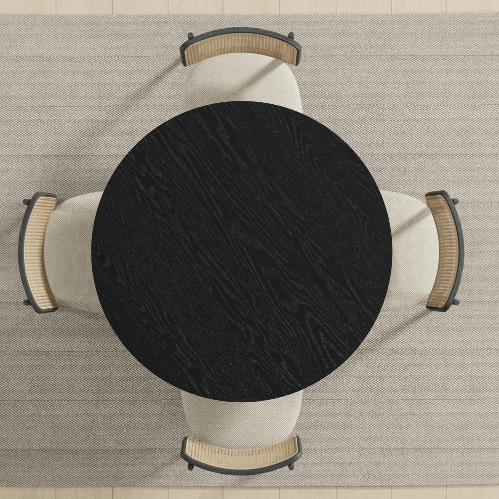 Black Solid Wood Round Top Dining Table - 42-inch