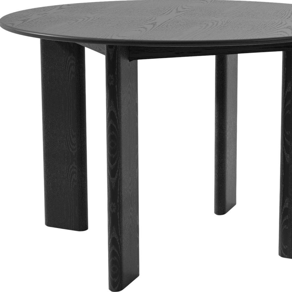 Black Solid Wood Round Top Dining Table - 45-inch