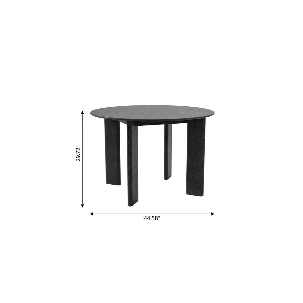 Black Solid Wood Round Top Dining Table - 45-inch