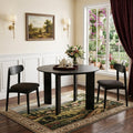 Black Solid Wood Round Top Dining Table - 45-inch