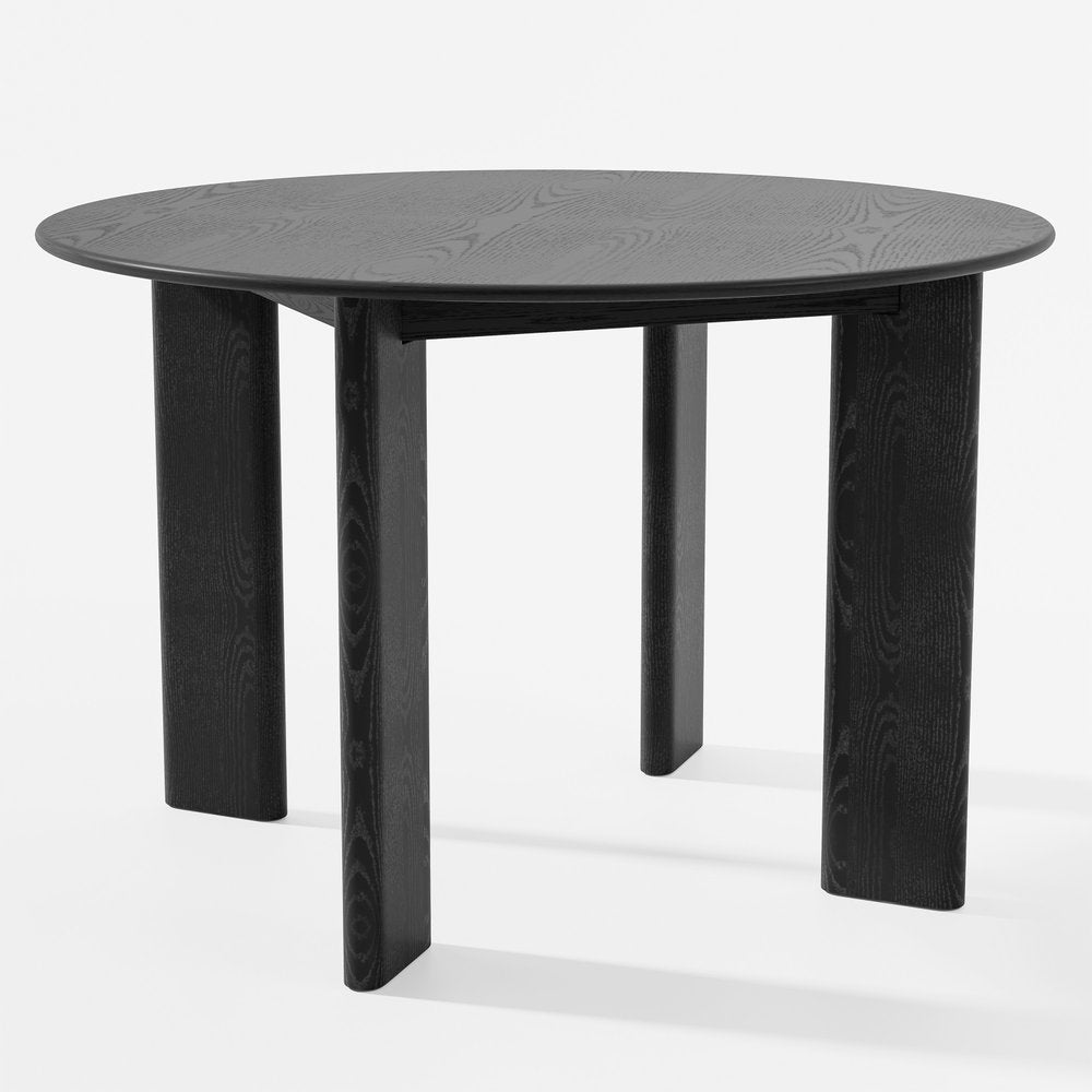 Black Solid Wood Round Top Dining Table - 45-inch