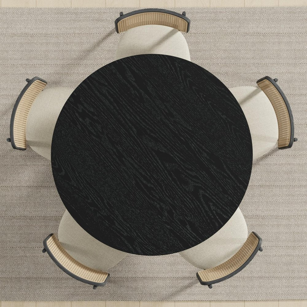 Black Solid Wood Round Top Dining Table - 45-inch