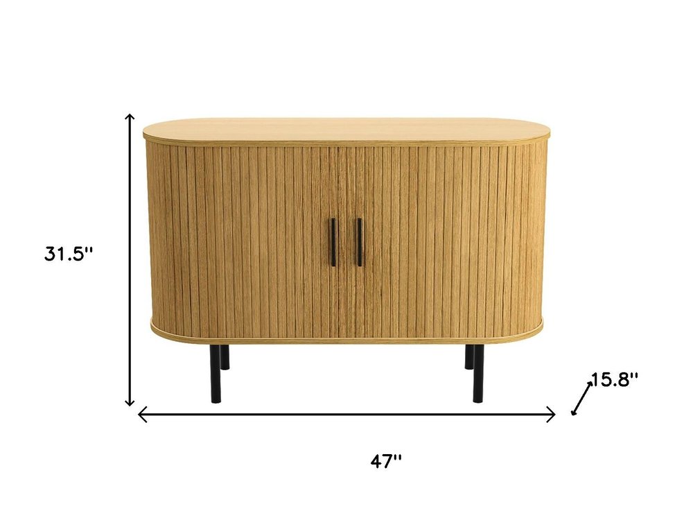 Natural Wood Sideboard with Two Sliding Doors - 47-inch