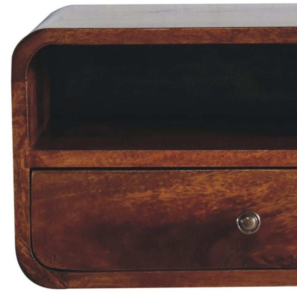 Brown Solid Wood One Drawer Floating Nightstand - 18-inch