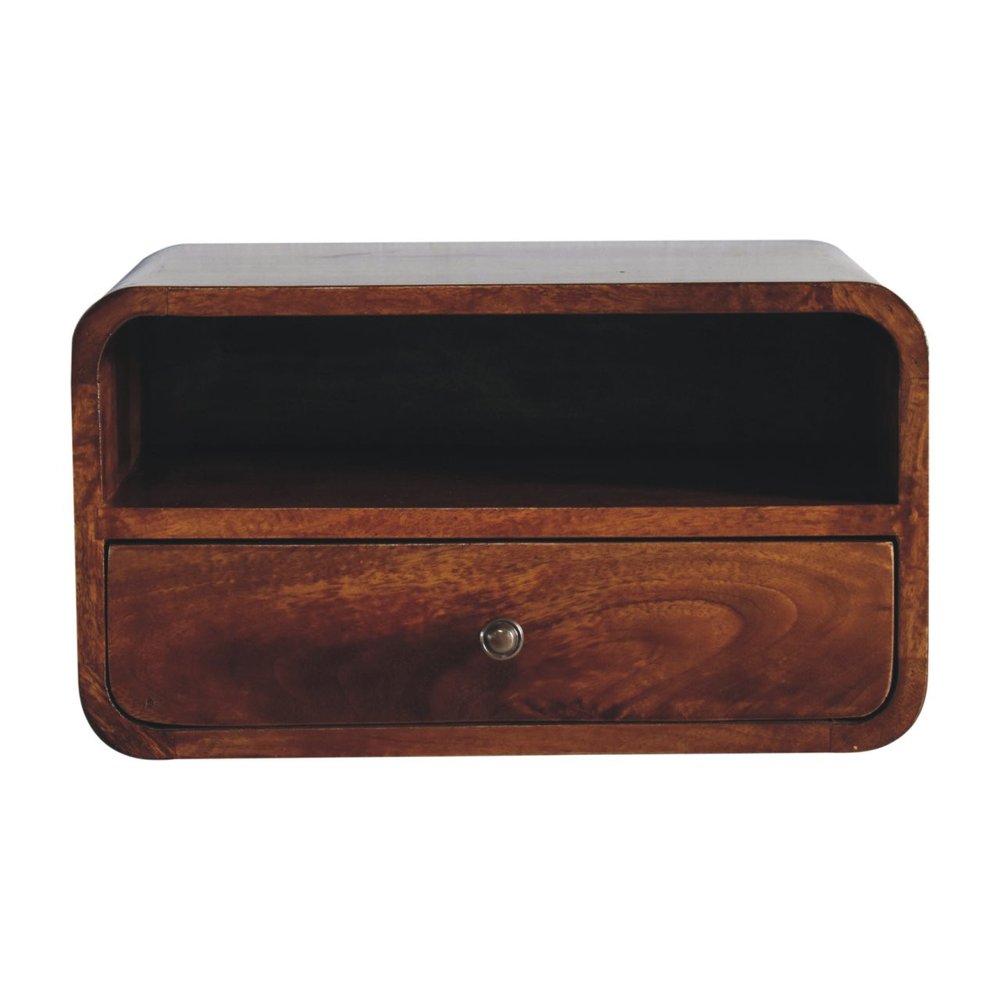 Brown Solid Wood One Drawer Floating Nightstand - 18-inch