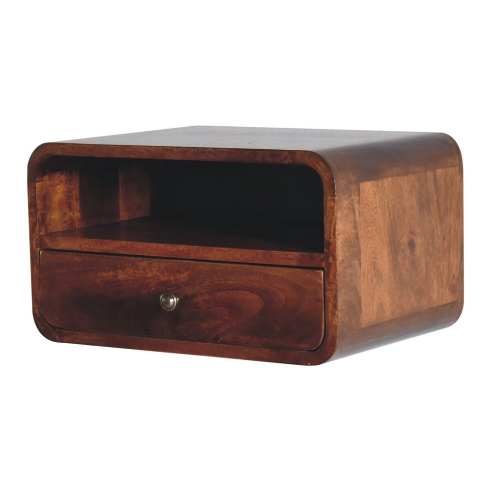 Brown Solid Wood One Drawer Floating Nightstand - 18-inch
