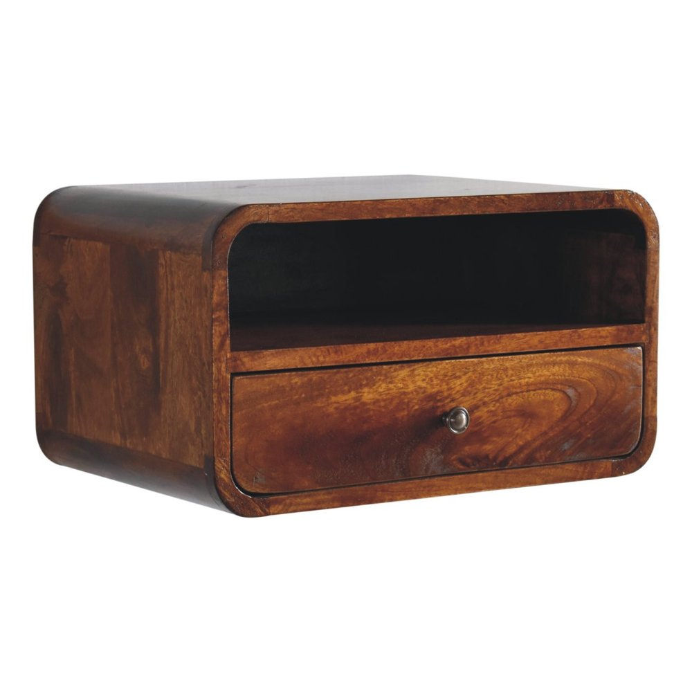Brown Solid Wood One Drawer Floating Nightstand - 18-inch