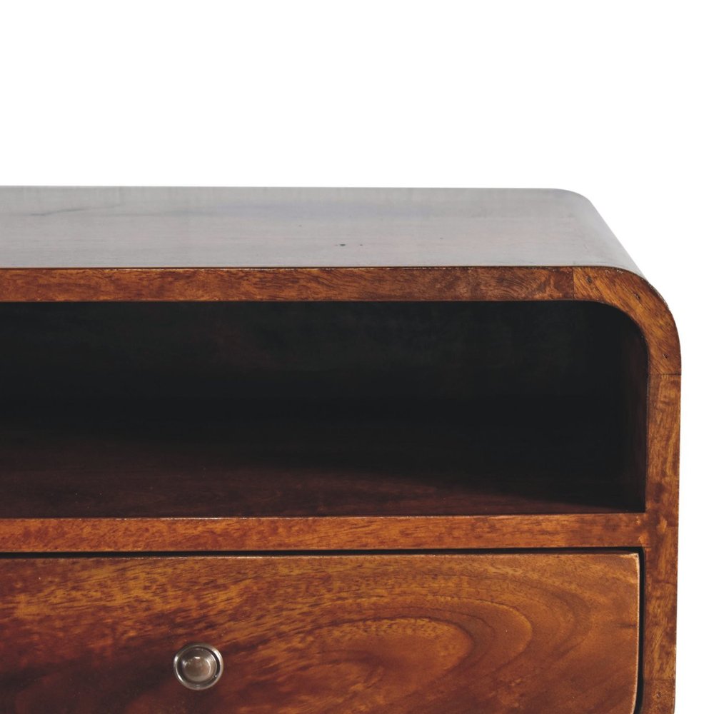 Brown Solid Wood One Drawer Floating Nightstand - 18-inch