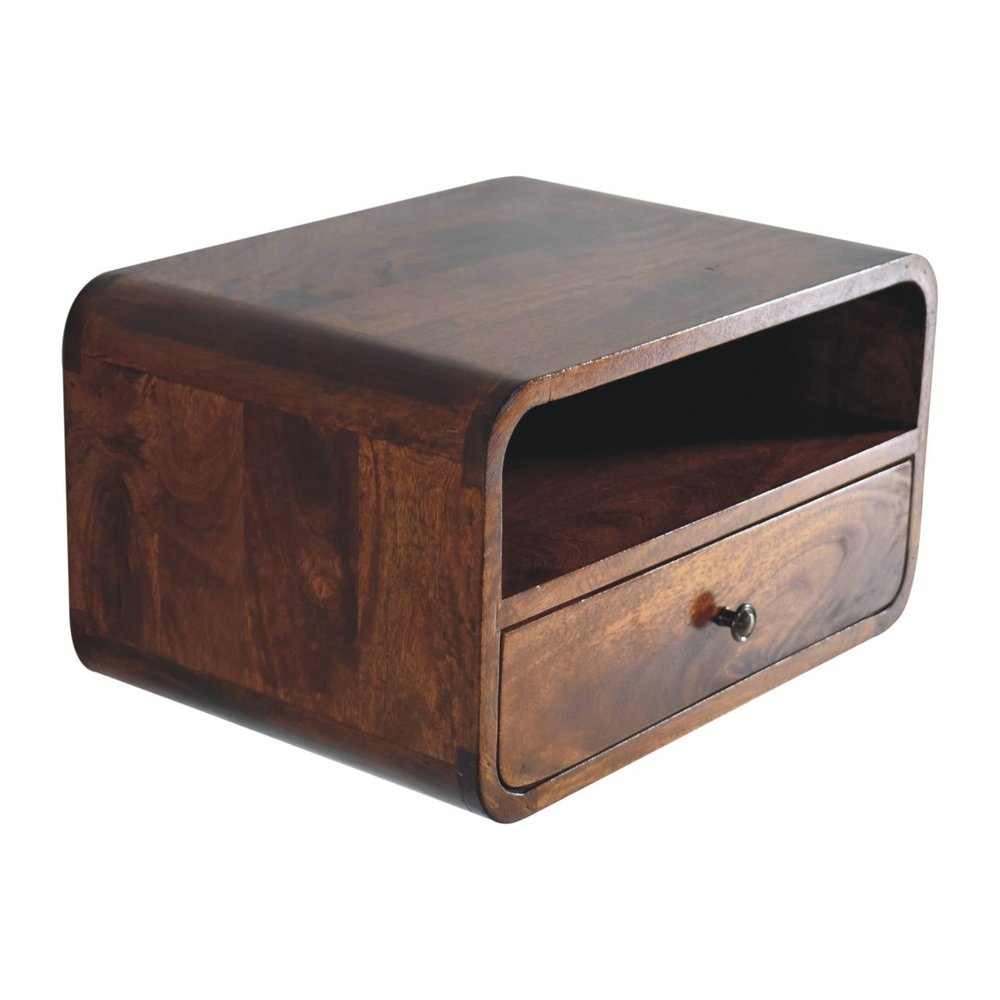 Brown Solid Wood One Drawer Floating Nightstand - 18-inch