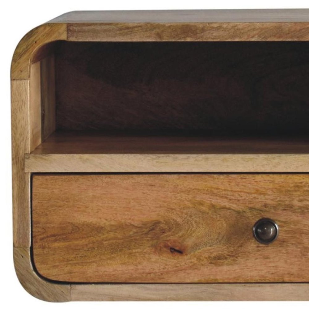 Brown Solid Wood One Drawer Floating Nightstand - 18-inch