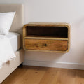Brown Solid Wood One Drawer Floating Nightstand - 18-inch