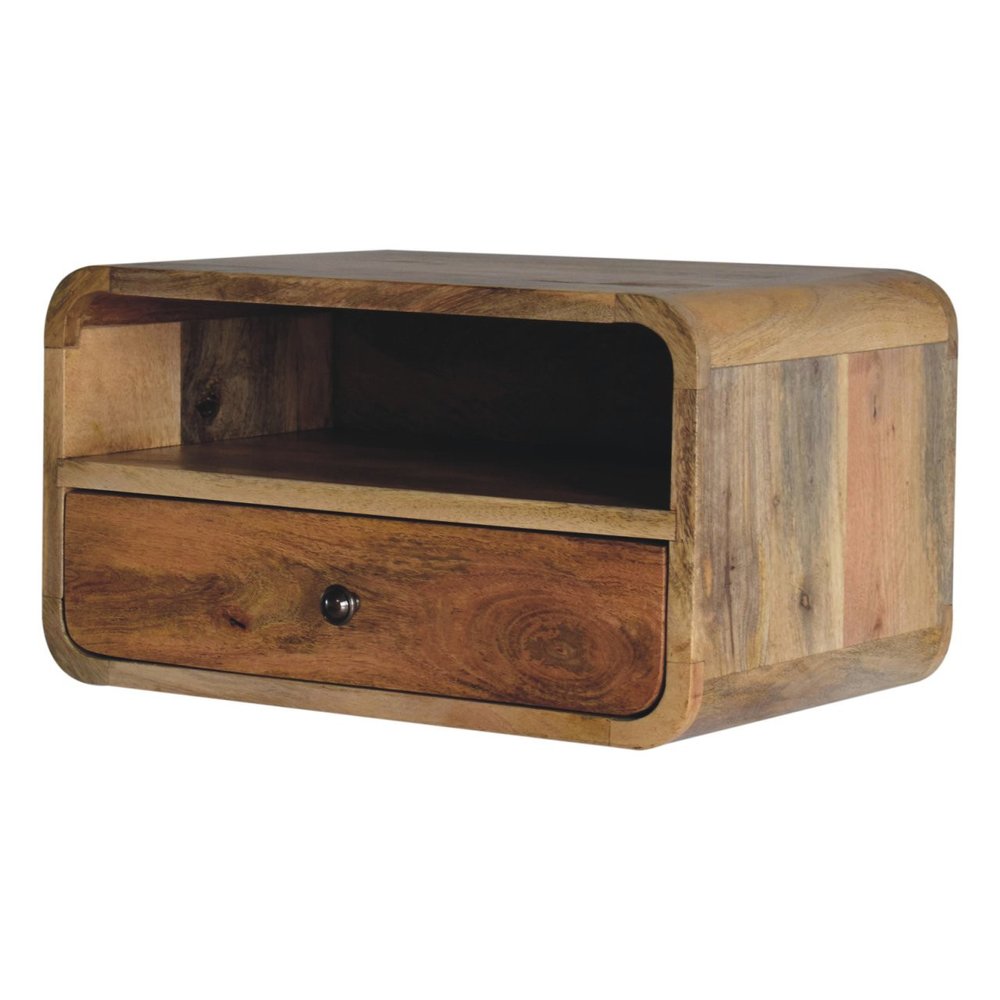 Brown Solid Wood One Drawer Floating Nightstand - 18-inch