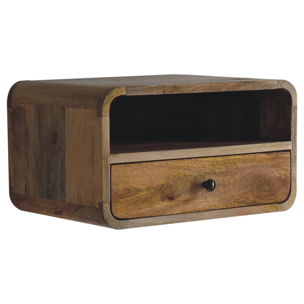 Brown Solid Wood One Drawer Floating Nightstand - 18-inch