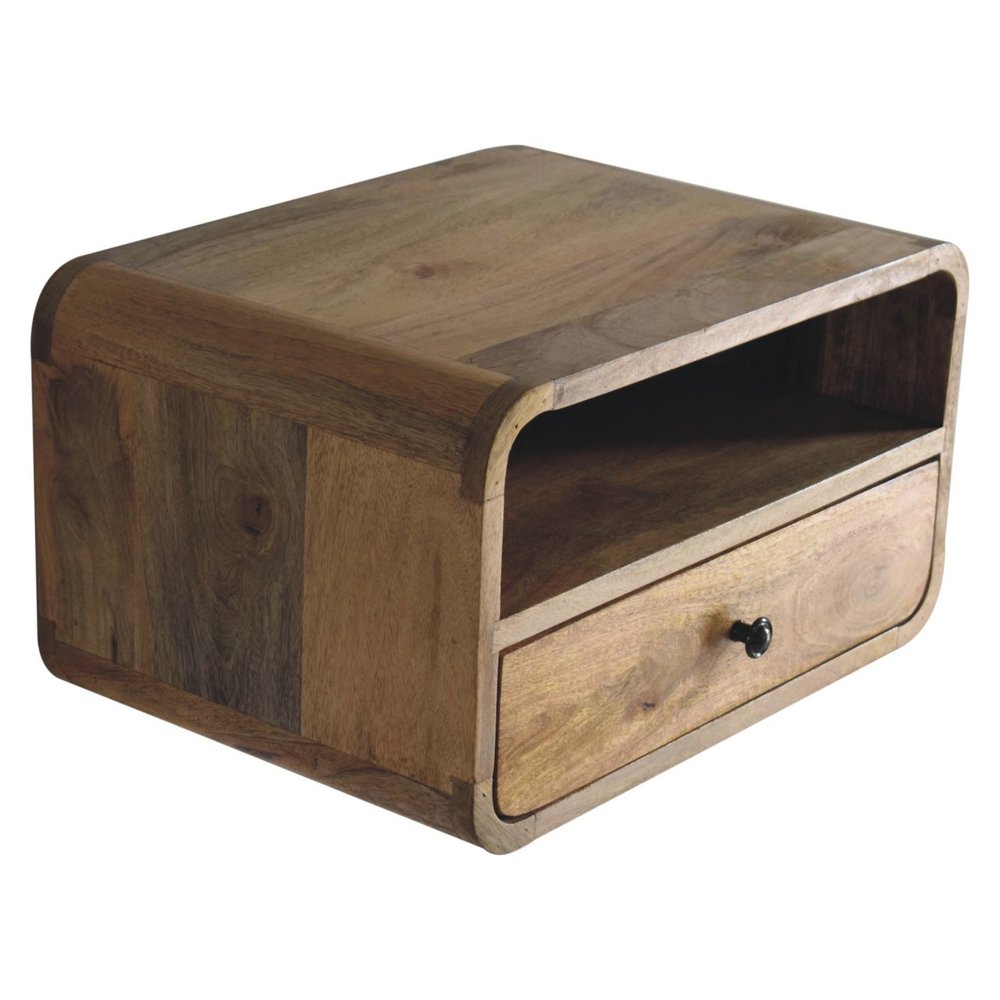 Brown Solid Wood One Drawer Floating Nightstand - 18-inch