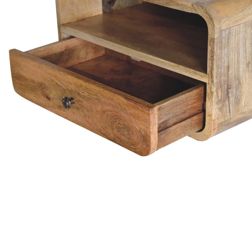 Brown Solid Wood One Drawer Floating Nightstand - 18-inch