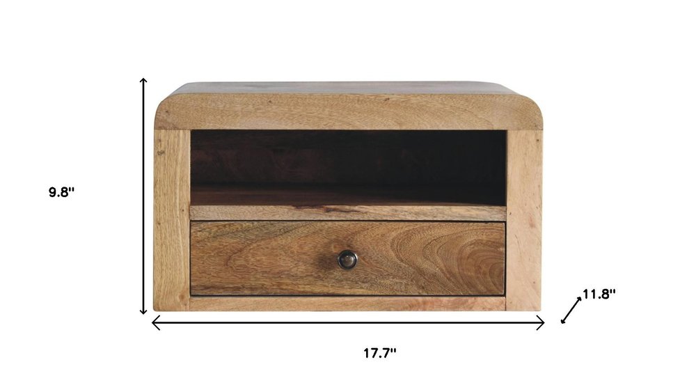 Brown Solid Wood One Drawer Floating Nightstand - 18-inch