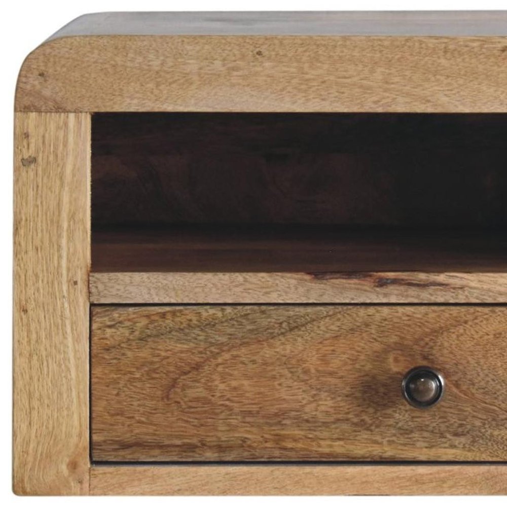 Brown Solid Wood One Drawer Floating Nightstand - 18-inch