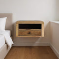 Brown Solid Wood One Drawer Floating Nightstand - 18-inch