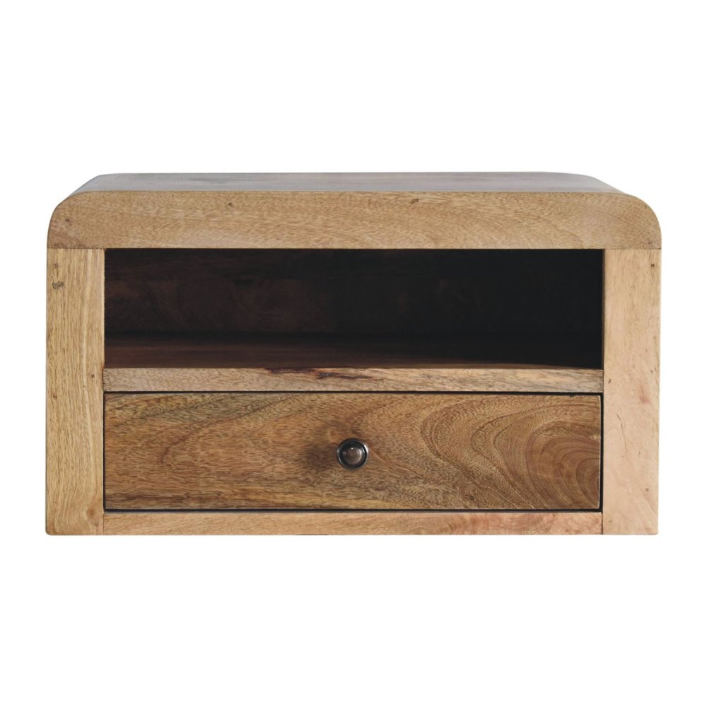 Brown Solid Wood One Drawer Floating Nightstand - 18-inch