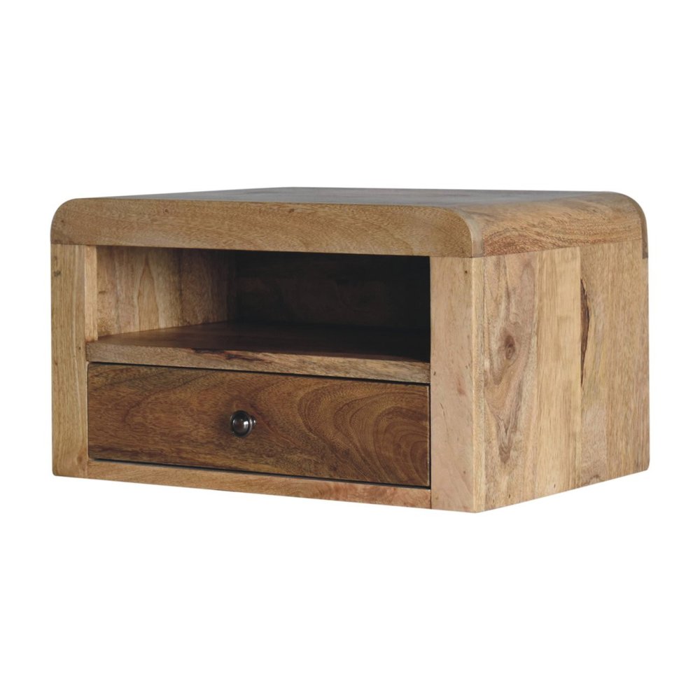 Brown Solid Wood One Drawer Floating Nightstand - 18-inch