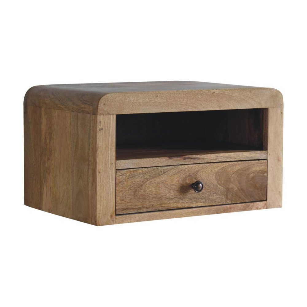 Brown Solid Wood One Drawer Floating Nightstand - 18-inch