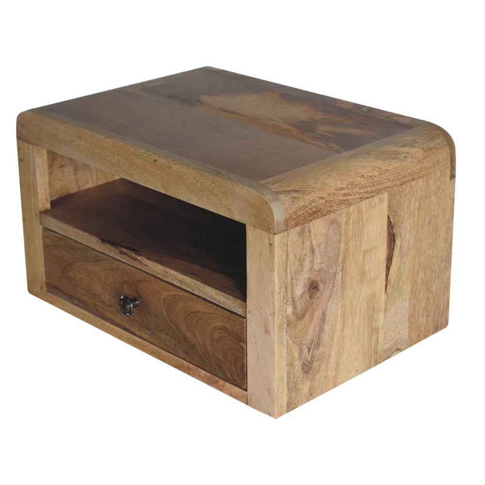 Brown Solid Wood One Drawer Floating Nightstand - 18-inch