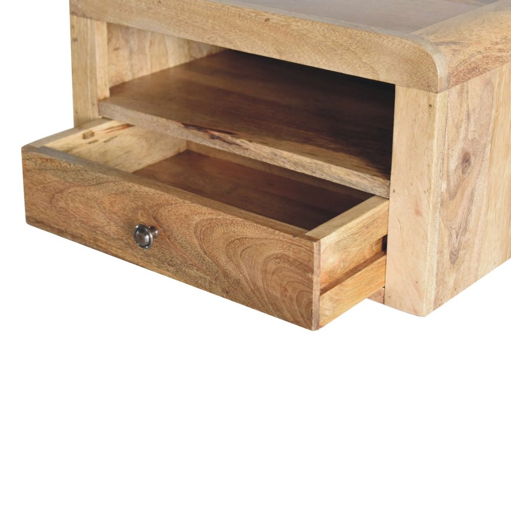 Brown Solid Wood One Drawer Floating Nightstand - 18-inch