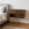 Brown Solid Wood One Drawer Floating Nightstand - 22-inch