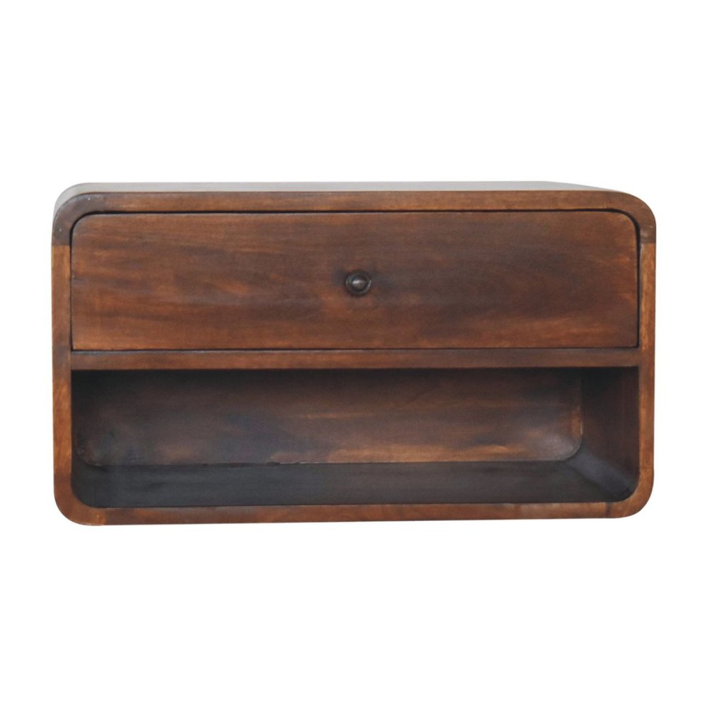 Brown Solid Wood One Drawer Floating Nightstand - 22-inch