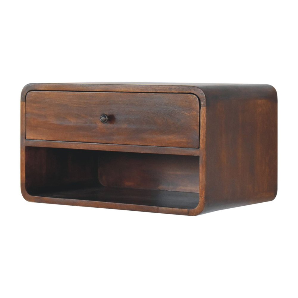 Brown Solid Wood One Drawer Floating Nightstand - 22-inch