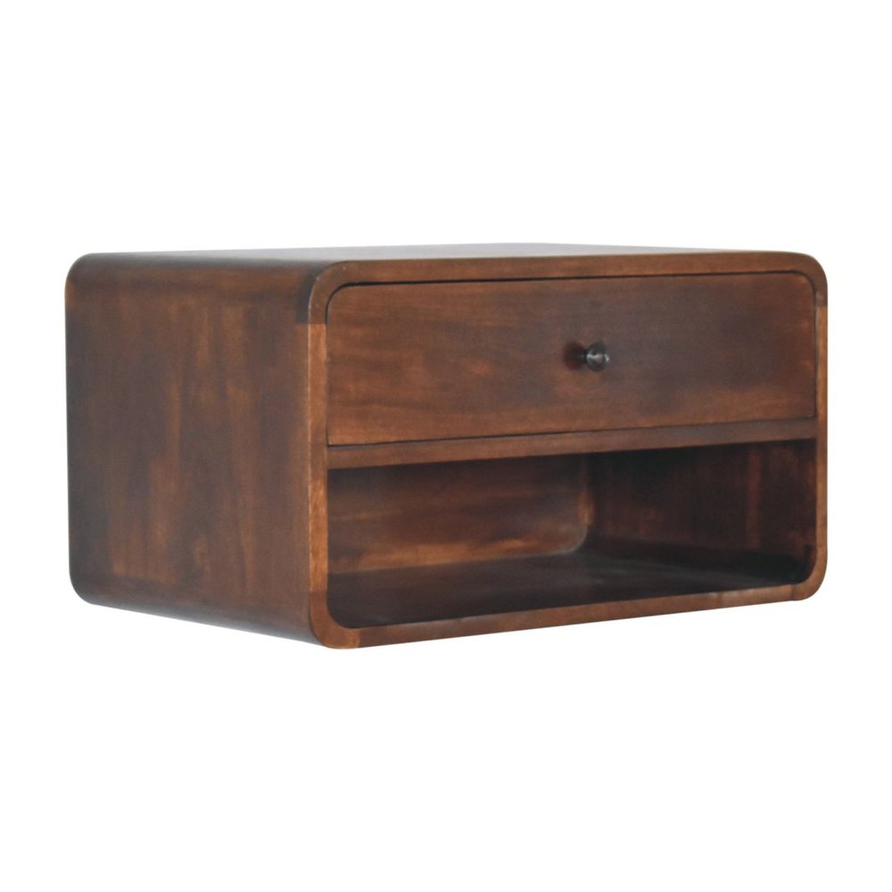 Brown Solid Wood One Drawer Floating Nightstand - 22-inch