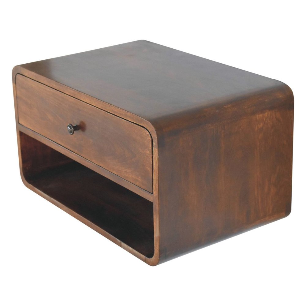 Brown Solid Wood One Drawer Floating Nightstand - 22-inch