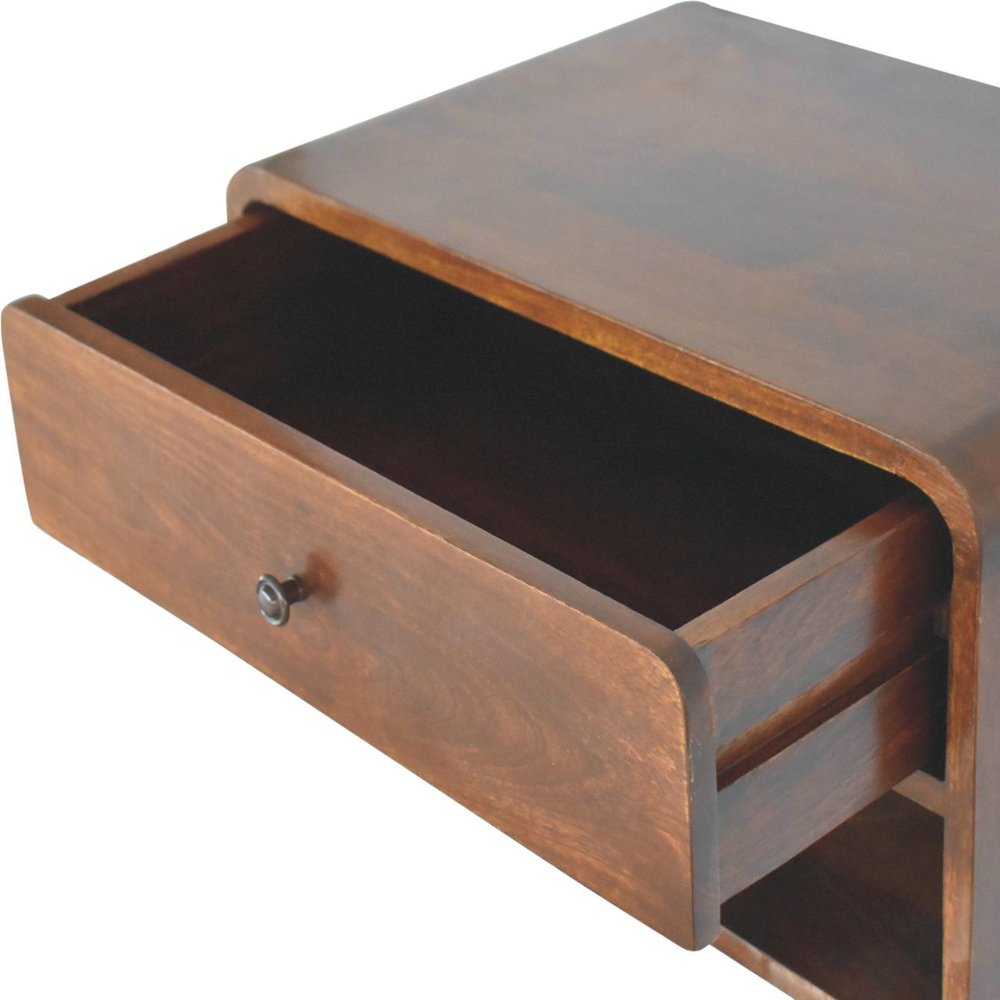 Brown Solid Wood One Drawer Floating Nightstand - 22-inch