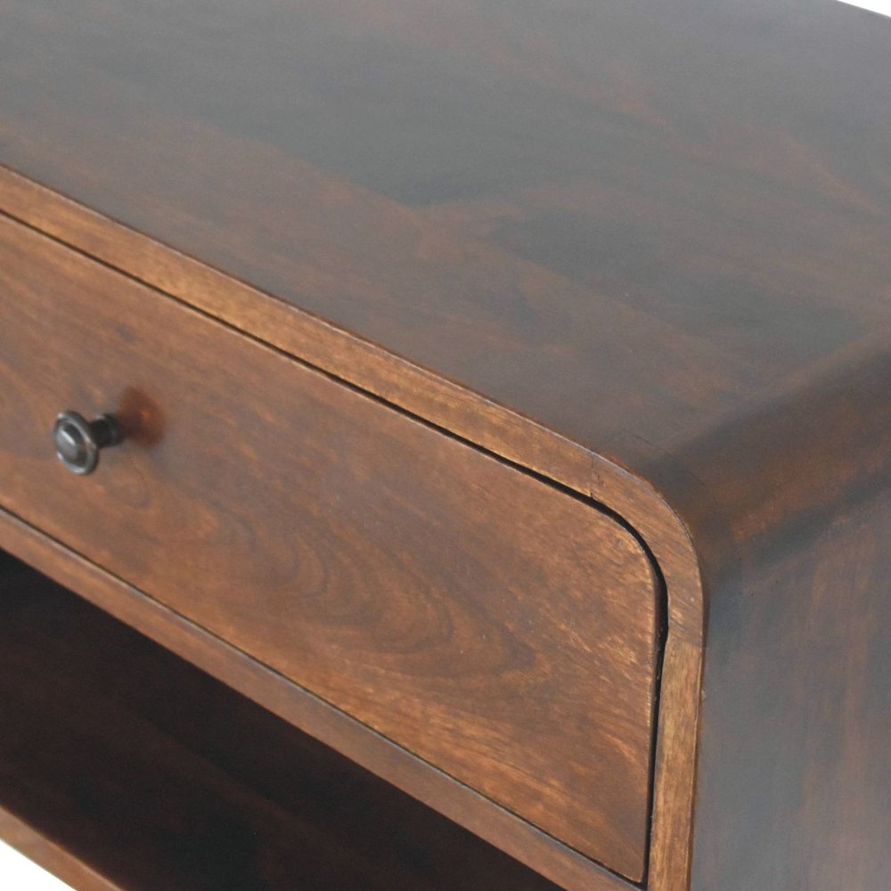 Brown Solid Wood One Drawer Floating Nightstand - 22-inch